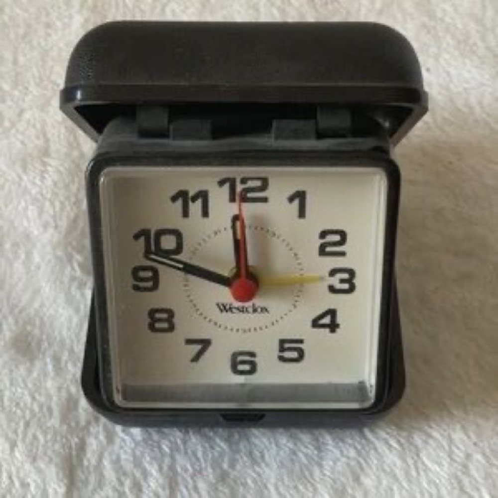 Westclox Folding Travel Alarm Clock - Black and White